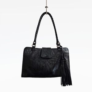 Patricia Nash Black Floral Embossed Handbag